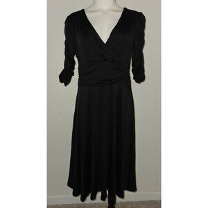 Classic Fashion Collection Black Dress LBD Ruching Sleeve Faux Wrap XL wTAG READ